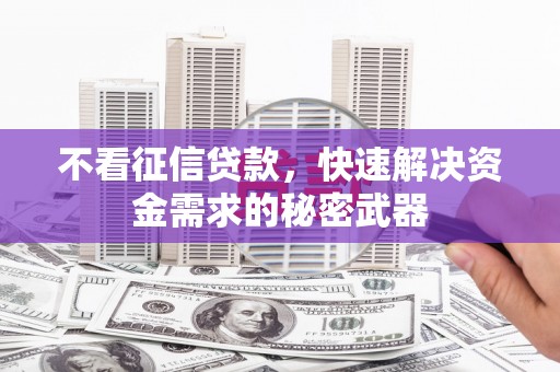 揭阳不看征信贷款，快速解决资金需求的秘密武器