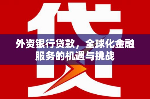 揭阳外资银行贷款，全球化金融服务的机遇与挑战